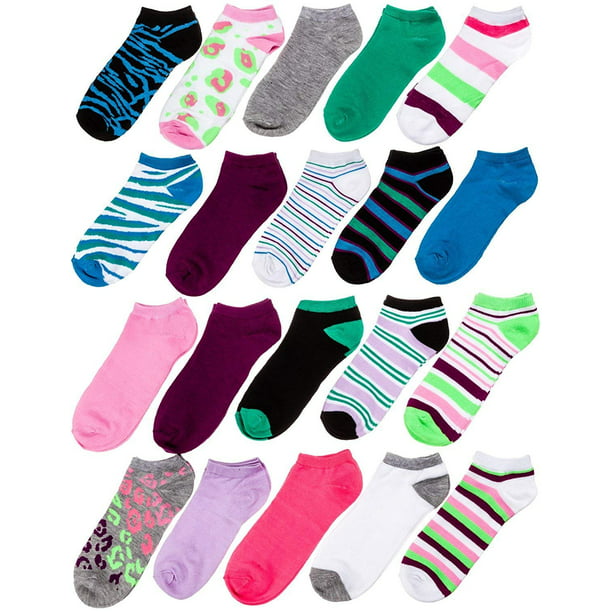 Top Step Womens 24 Pairs Colorful Patterned Low Cut/No Show Socks Basic Sock Size 9-11 Fits Shoe Size 4-10 